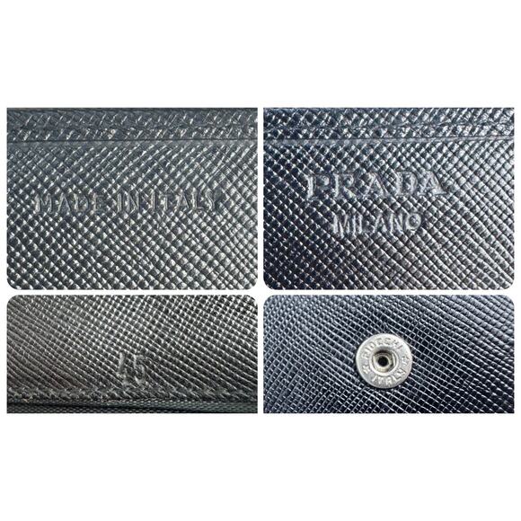 Prada Saffiano Black Leather Flap Continental Long Wallet with Chain - Picture 4 of 11